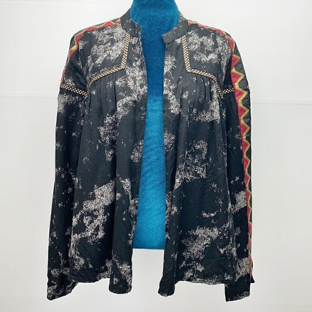 Ecote Medium Kimono Open Blazer Waist Length Black Lightweight